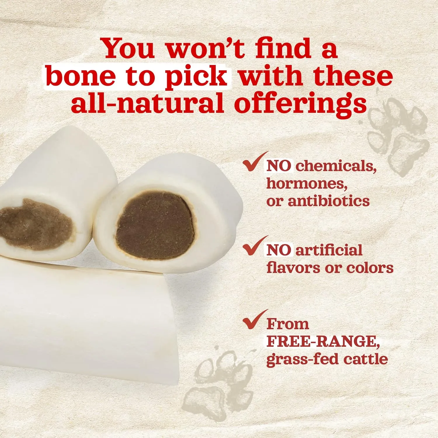 Natural Farm Bacon & Cheese Filled Bones (3-4 Inch, 6 Pack), Limited Ingredient, Natural Stuffed Dental Dog Bone Treats for Dogs, Made with Real Beef