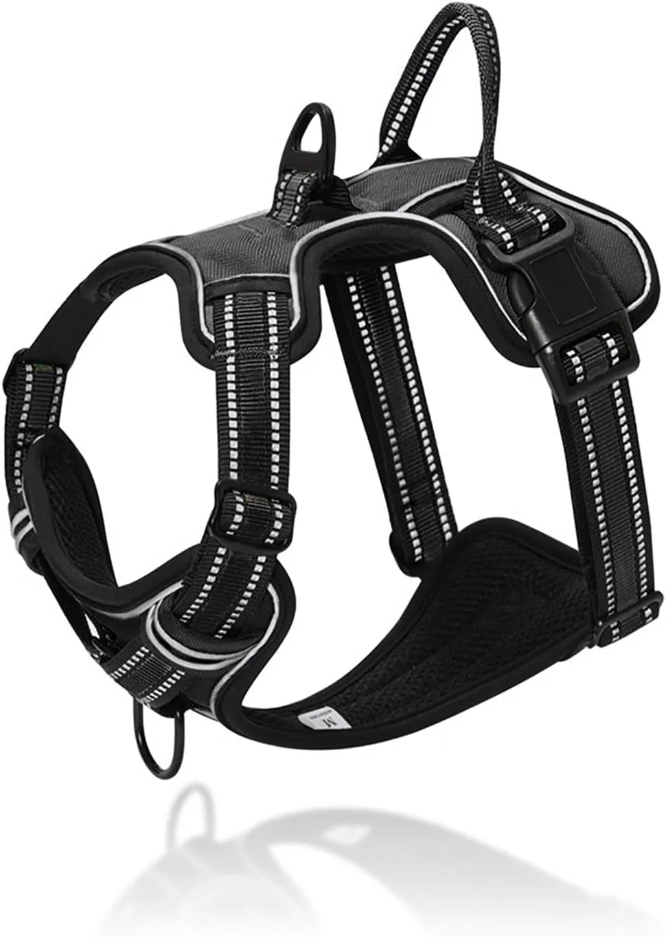 No Pull Dog Harness Escape Proof, Adjustable Reflective Dog Vest with Control Handle, No Choke Pet Harness for Medium and Large Dogs (Black, L)