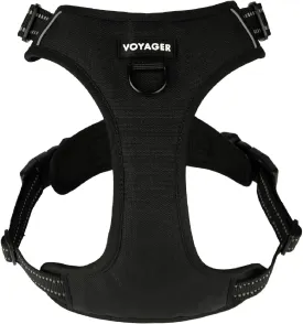 No Pull Dog Harness for Large Dogs, Dual Leash Attachments, Adjustable Soft but Strong Pet Harness with 3M Reflective Technology, Black Nylon, XL (Chest: 28-37")