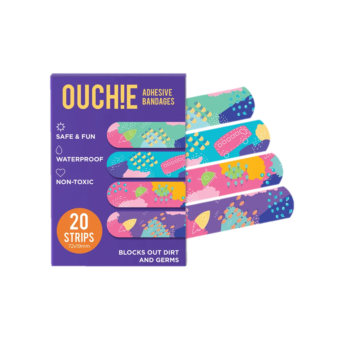 'Ouchie Kids Bandages'  20-Pack (Purple)