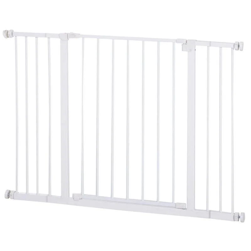 PawHut Pressure Fitted Pet Dog Safety Gate Metal Fence Extending 72-107cm Wide