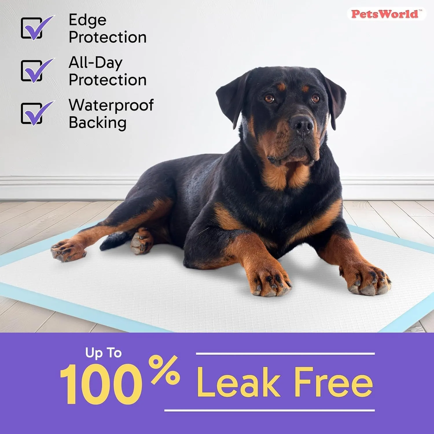 PetsWorld XL Dog Pee Pads 30"x36", 200-Count  Heavy Duty, Leak-Proof Potty Training Pads for Puppies & Large Dogs, Super Absorbent, Quick-Dry Disposable Pads with Odor Control