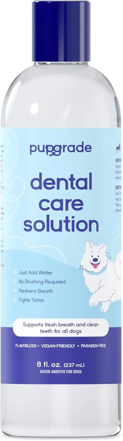 PupGrade Dental Care Water Additive Solution - Advanced Oral Care for Dogs - Dental Rinse for Fresh Breath to Fight Against Bad Breath, Plaque, and Tartar