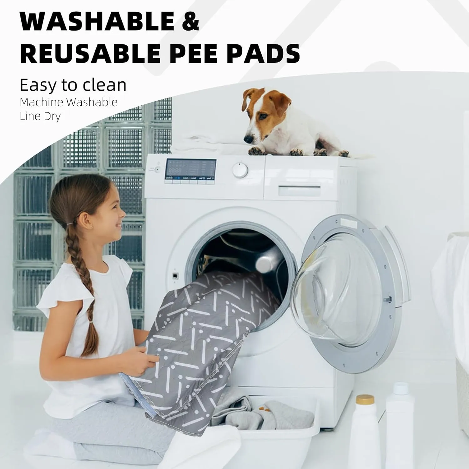 PUPTECK Reusable Dog Pee Pads Washable - Waterproof Puppy Potty Training Pads Whelping Mat, Fast Liquid Absorbing Non-Slip Pet 18" x 24"