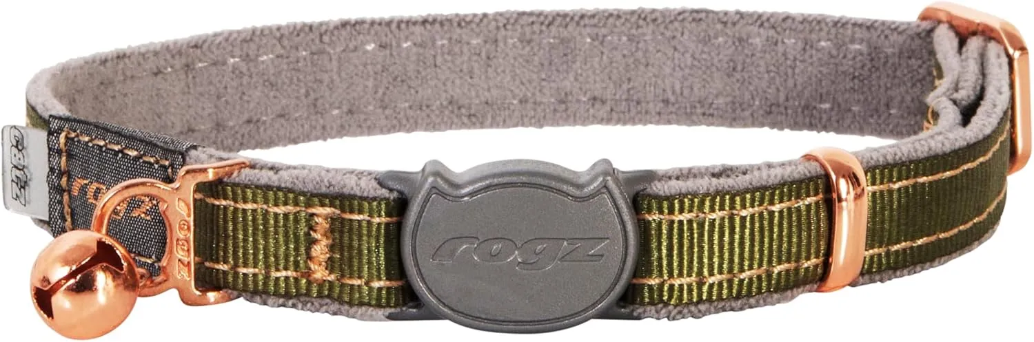 Rogz Urban Cat Safety Collar Small/Medium - Olive Twist