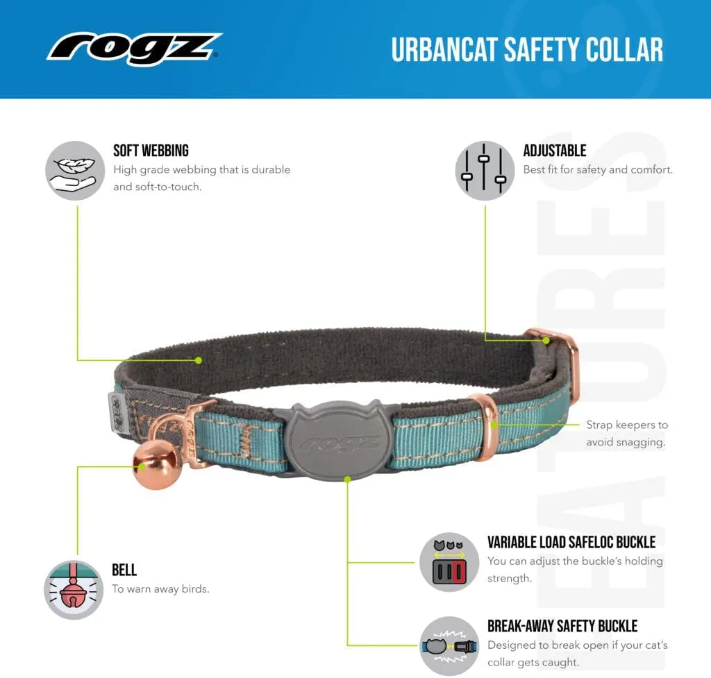 Rogz Urban Cat Safety Collar Small/Medium - Olive Twist