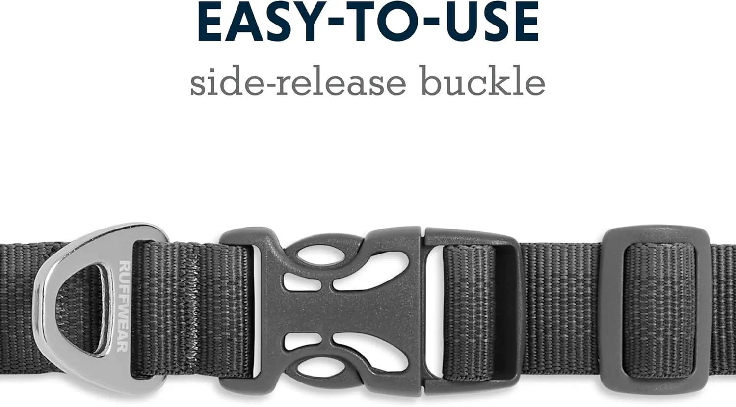 Ruffwear, Front Range Dog Collar, Adjustable Tubelok Webbing, Reflective, Lightweight, Side Release Buckle, Aluminum V-Ring, Durable for Everyday Use, Twilight Grey, 20"-26"