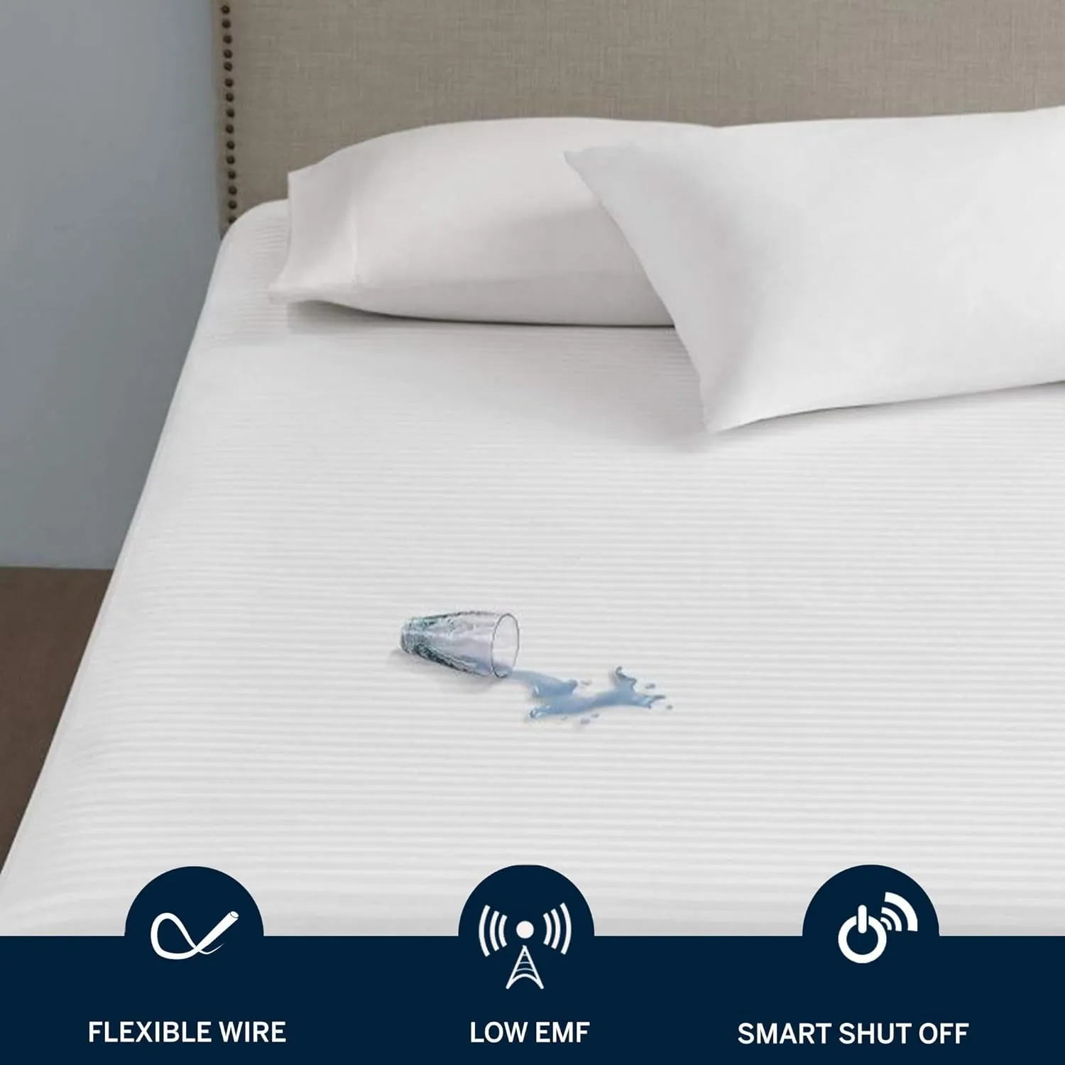 Serta Waterproof Heated Mattress Pad - Electric Bed Warmer with 10 Heat Settings, Auto Shut Off Timer, ETL Certified Electric Mattress Pad, Elastic Deep Pocket, Machine Washable, White Twin