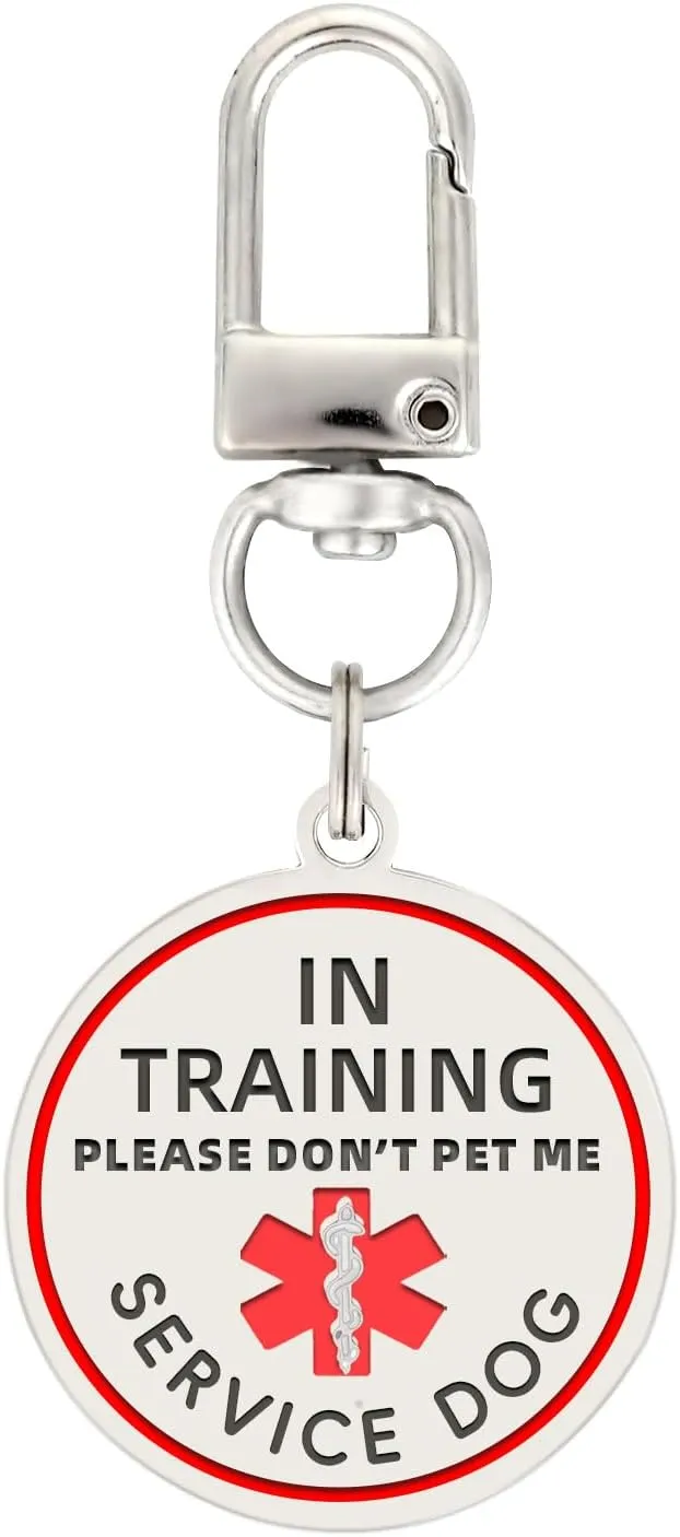 Service Dog in Training Tag for Harness, ID Tag Easily Attach to Dog Collar, Harness (Medium)