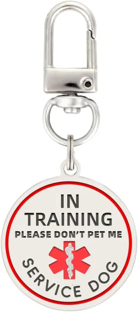 Service Dog in Training Tag for Harness, ID Tag Easily Attach to Dog Collar, Harness (Medium)