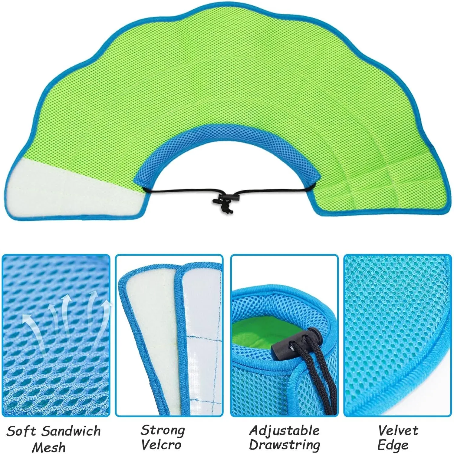 Soft Cone for Mini Dogs Alternative After Surgery, Comfortable Adjustable Small Dog Recovery Collars & Cones to Stop Licking, Elizabethan Pet Cone of Shame Alternatives - Blue Green (S)