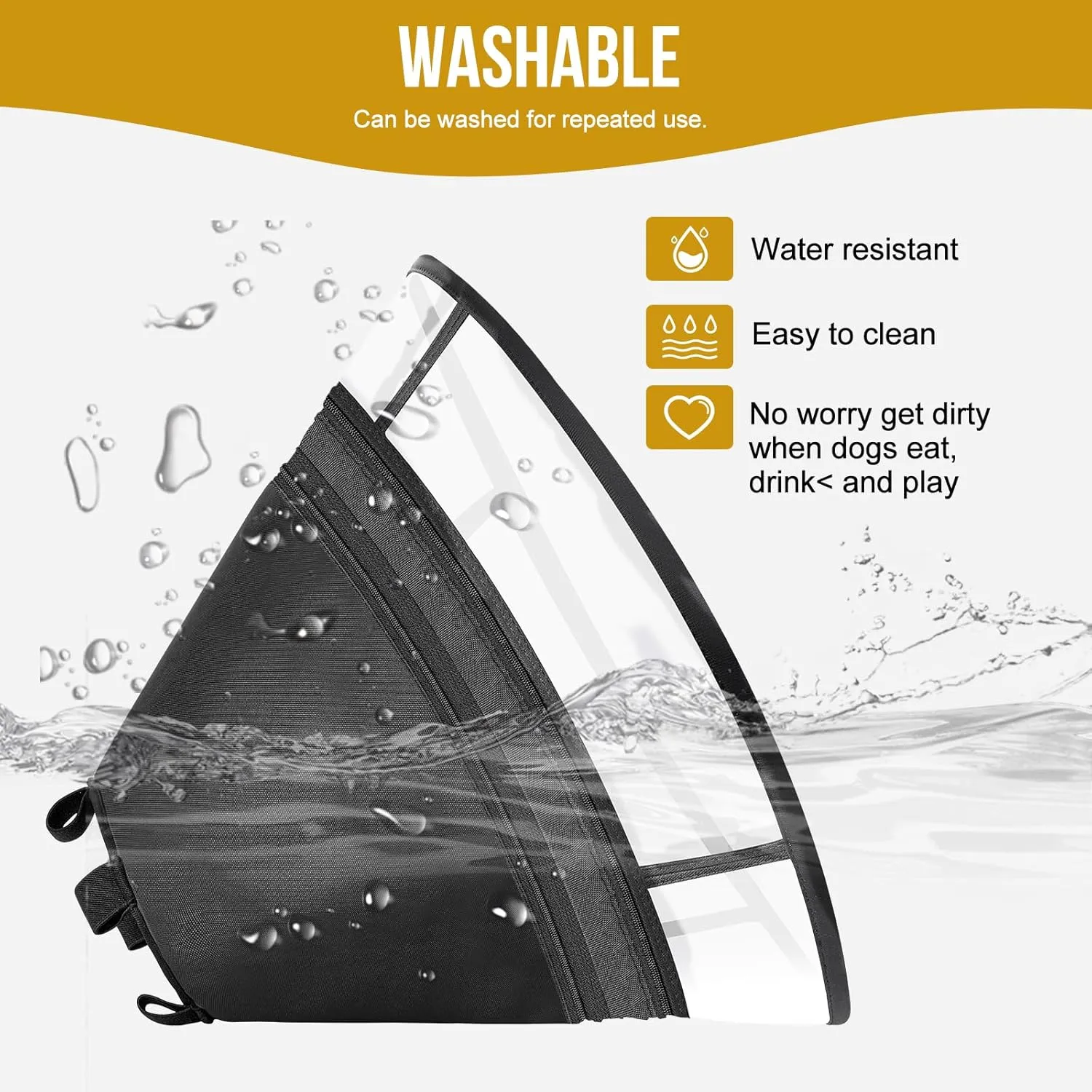 Soft Dog Cone for Dogs After Surgery, Breathable Pet Recovery Collar for Large Medium Small Dogs and Cats, Adjustable Dog Cone Collar, Elizabethan Collar (Black, M(Neck 14.3-17))