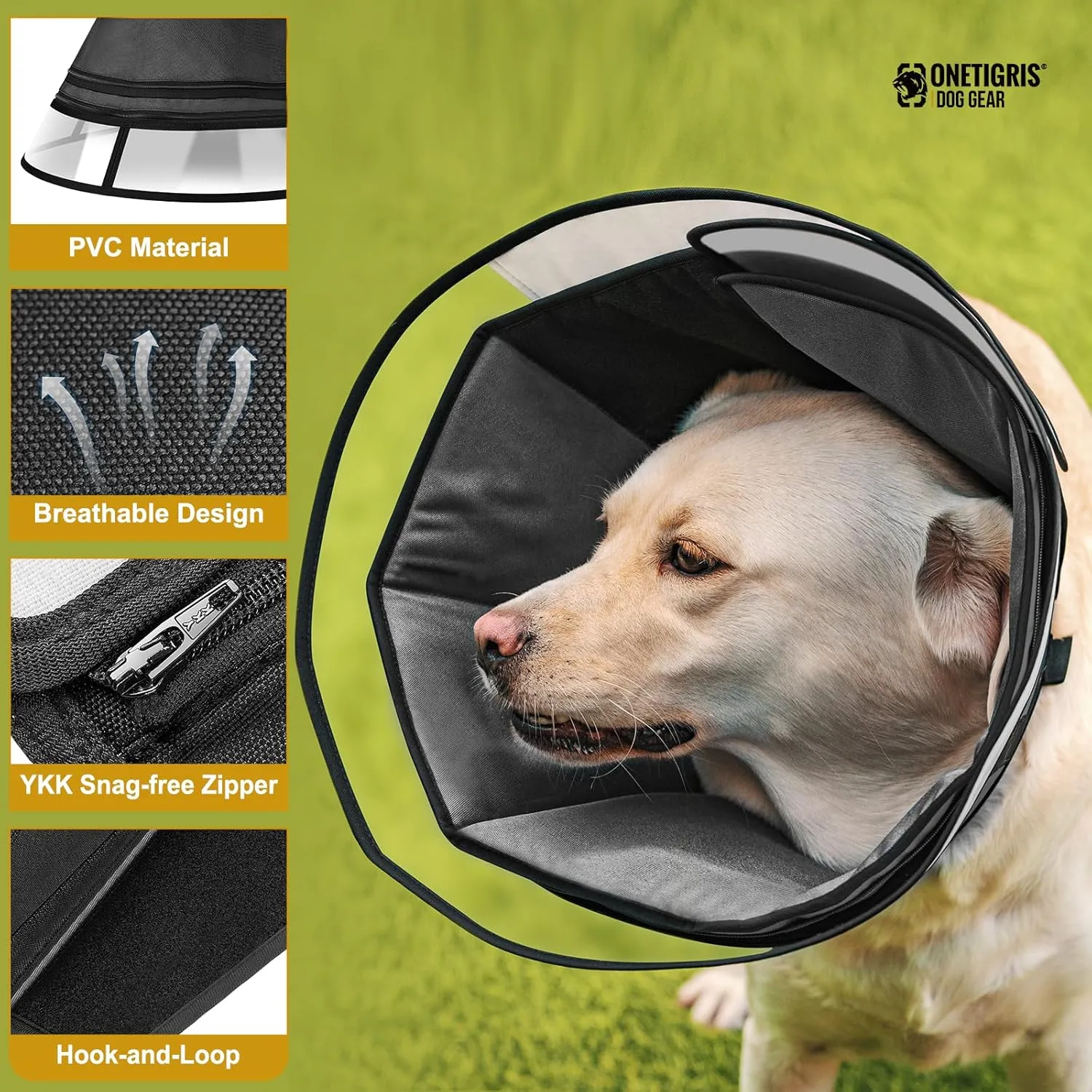 Soft Dog Cone for Dogs After Surgery, Breathable Pet Recovery Collar for Large Medium Small Dogs and Cats, Adjustable Dog Cone Collar, Elizabethan Collar (Black, M(Neck 14.3-17))
