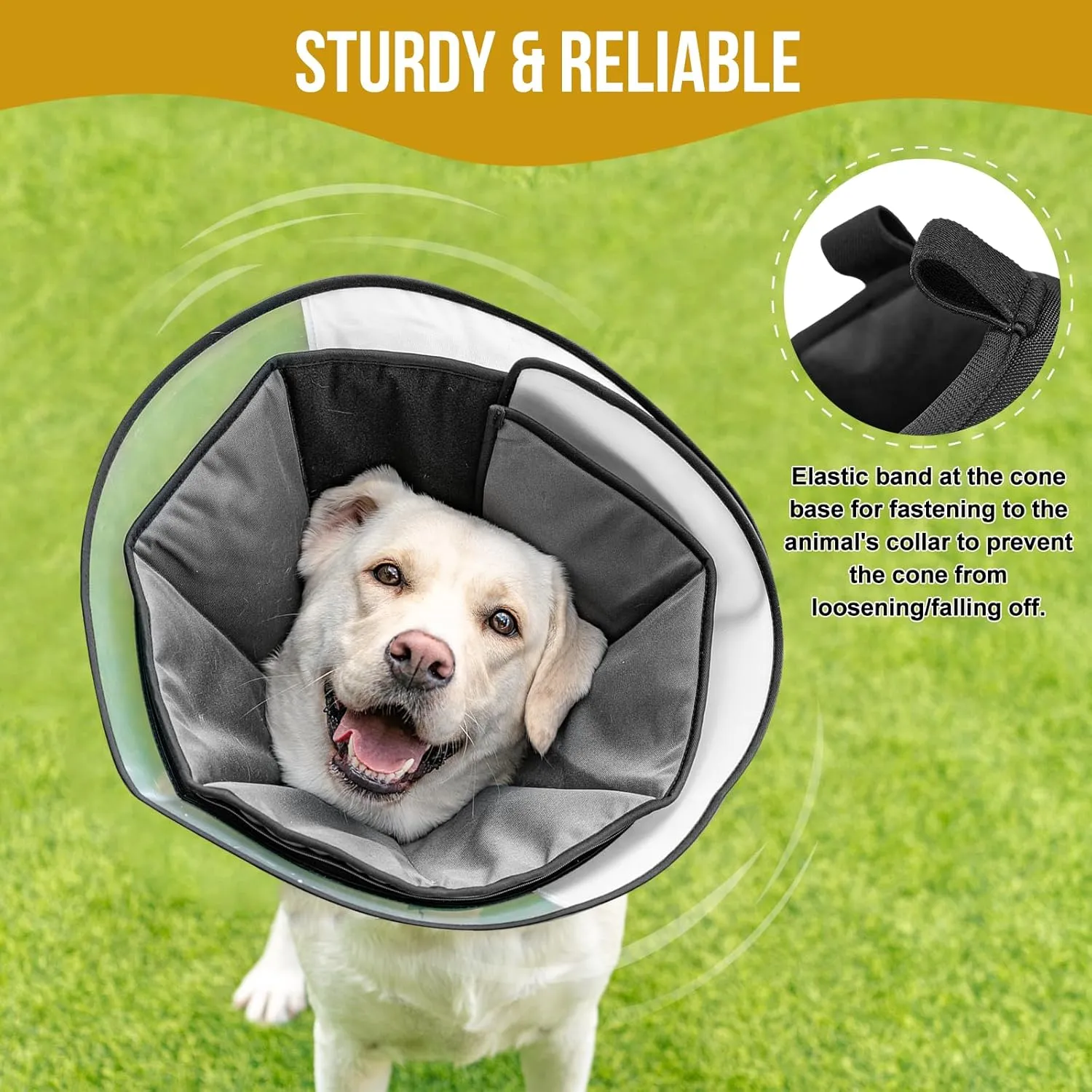 Soft Dog Cone for Dogs After Surgery, Breathable Pet Recovery Collar for Large Medium Small Dogs and Cats, Adjustable Dog Cone Collar, Elizabethan Collar (Black, M(Neck 14.3-17))