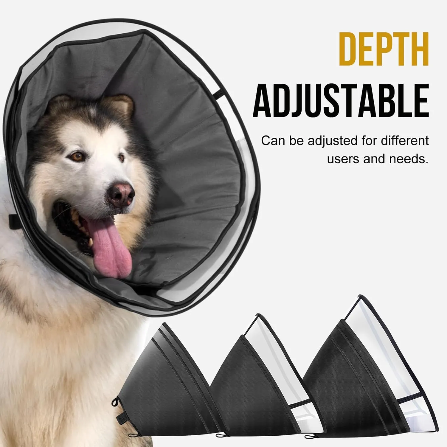 Soft Dog Cone for Dogs After Surgery, Breathable Pet Recovery Collar for Large Medium Small Dogs and Cats, Adjustable Dog Cone Collar, Elizabethan Collar (Black, M(Neck 14.3-17))