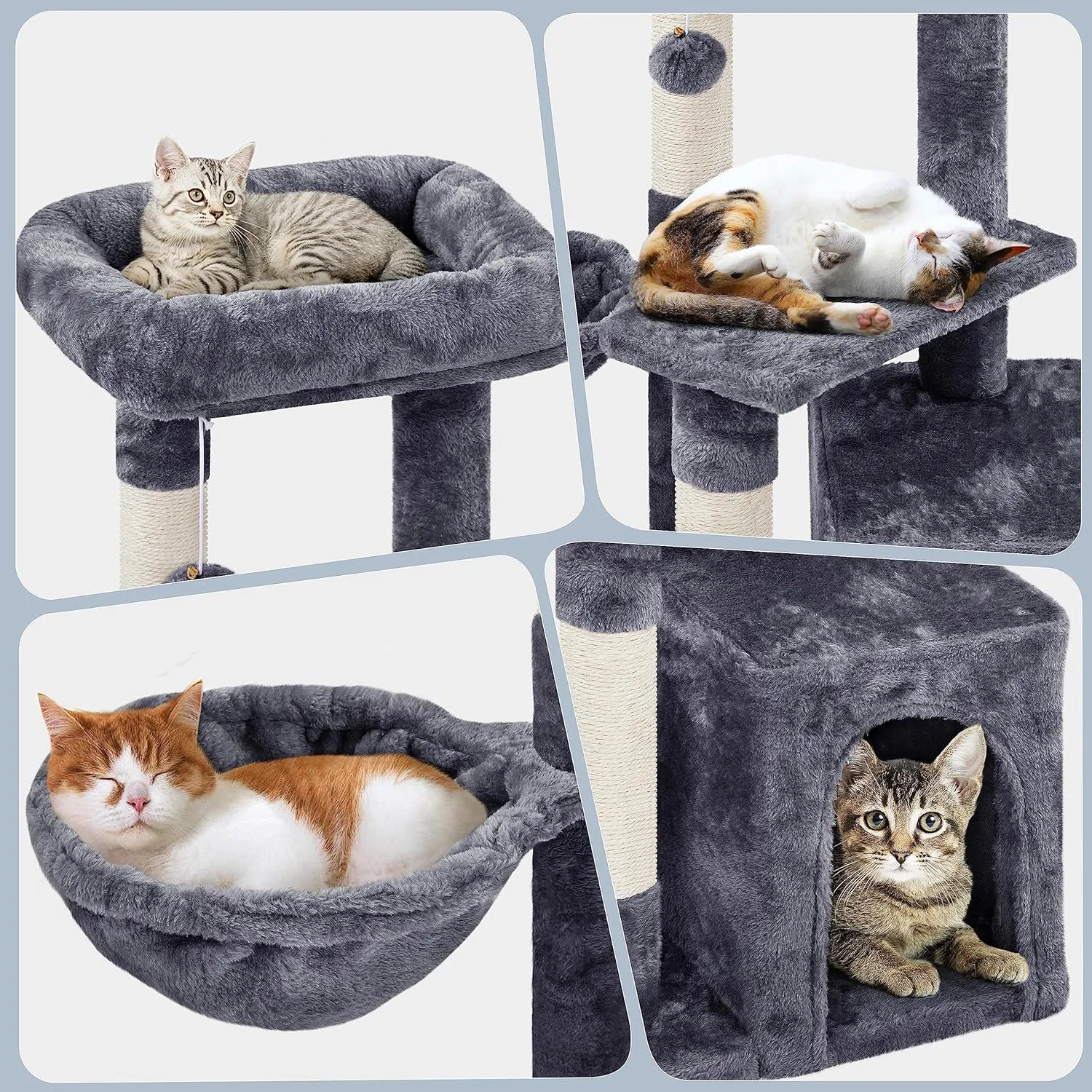 Topeakmart Cat Tree, 34in Cat Tower, Multi-Level Cat Condo with Extra Scratch Boards and Sisal Posts as Kitty Activity Center Pet Stand Tree for Indoor Kittens