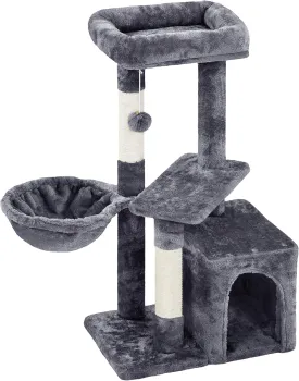 Topeakmart Cat Tree, 34in Cat Tower, Multi-Level Cat Condo with Extra Scratch Boards and Sisal Posts as Kitty Activity Center Pet Stand Tree for Indoor Kittens