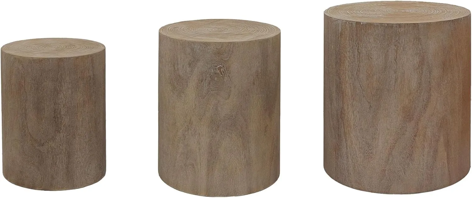WILLIAMSPACE Round Nesting Coffee Table Set of 3, Modern Wood Coffee Tables Accent Circle Side Table for Living Room, Farmhouse, No Assembly, 18.3"   15.2"   12.2" (Natural Wood Wash)
