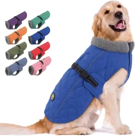Winter Dog Coats, Warm Fleece Dog Winter Coat for Small, Medium and Large Dogs Adjustable Dog Jacket Winter with Nylon Buckle, Reflective Safety Winter Coats for Dogs,Dark Blue M