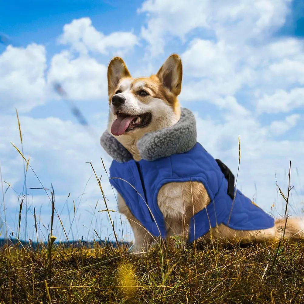Winter Dog Coats, Warm Fleece Dog Winter Coat for Small, Medium and Large Dogs Adjustable Dog Jacket Winter with Nylon Buckle, Reflective Safety Winter Coats for Dogs,Dark Blue M